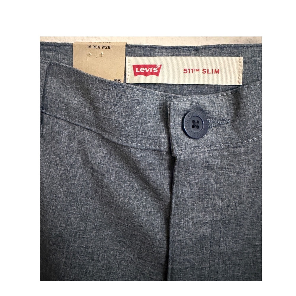 Levis 511 Slim Performance Shorts Mens 16 Reg 28 Blue Heather UV Stretch 9" Ins - Picture 2 of 9